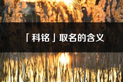 「科铭」取名的含义