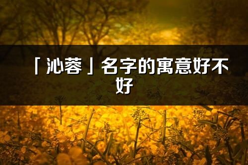 「沁蓉」名字的寓意好不好