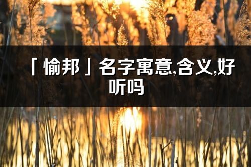 「愉邦」名字寓意,含义,好听吗