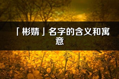 「彬婧」名字的含义和寓意