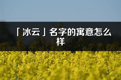 「冰云」名字的寓意怎么样