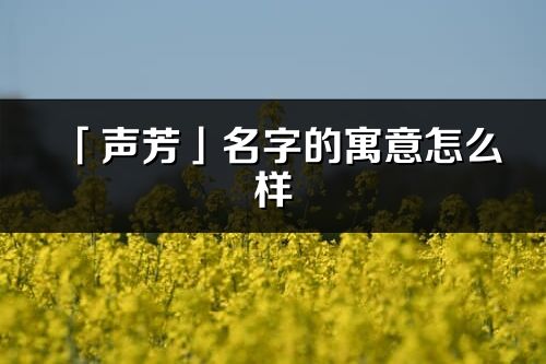 「声芳」名字的寓意怎么样