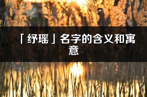 「纾瑶」名字的含义和寓意