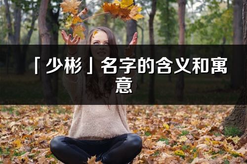 「少彬」名字的含义和寓意