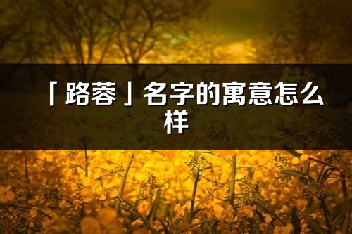 「路蓉」名字的寓意怎么样