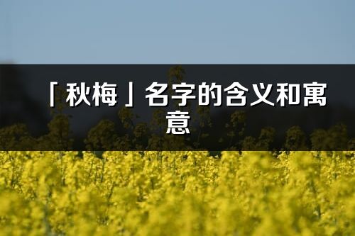 「秋梅」名字的含义和寓意