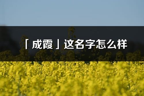 「成霞」这名字怎么样