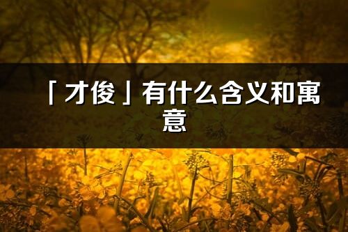 「才俊」有什么含义和寓意