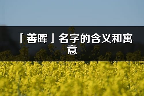 「善晖」名字的含义和寓意