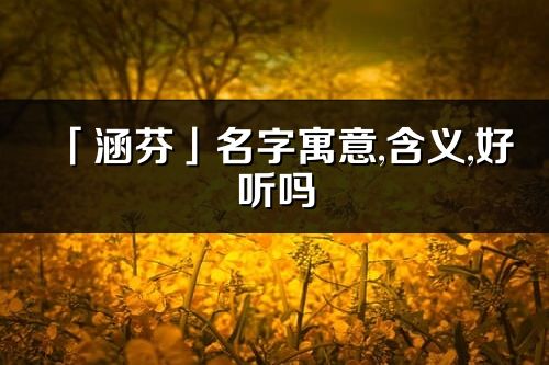 「涵芬」名字寓意,含义,好听吗