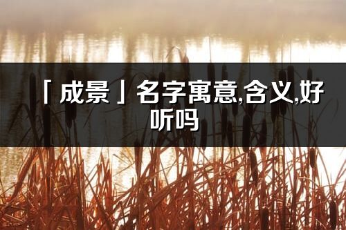 「成景」名字寓意,含义,好听吗