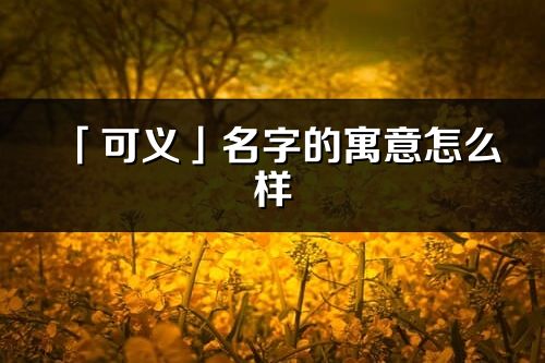 「可义」名字的寓意怎么样