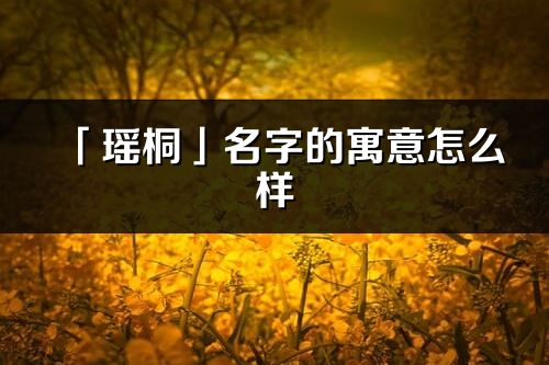 「瑶桐」名字的寓意怎么样