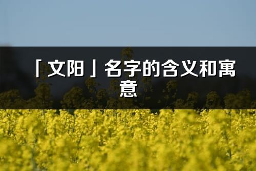 「文阳」名字的含义和寓意