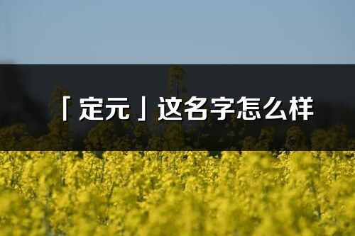 「定元」这名字怎么样