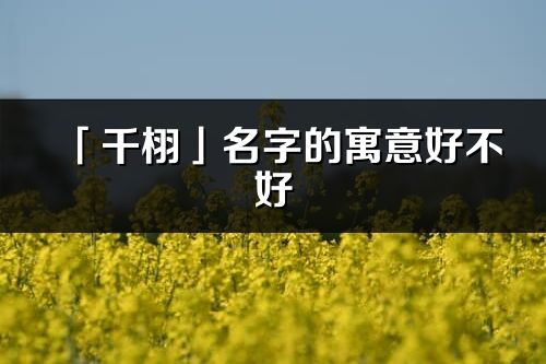 「千栩」名字的寓意好不好