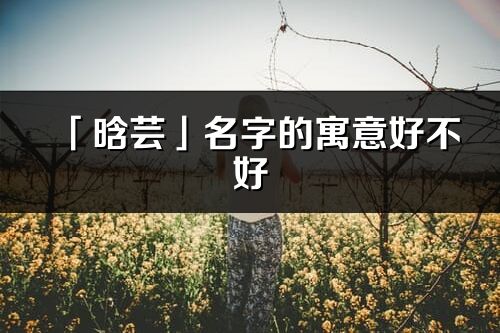 「晗芸」名字的寓意好不好