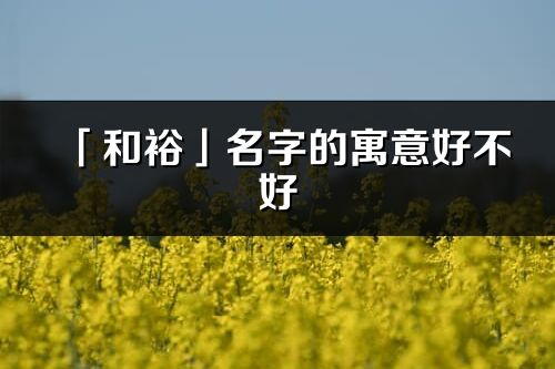 「和裕」名字的寓意好不好