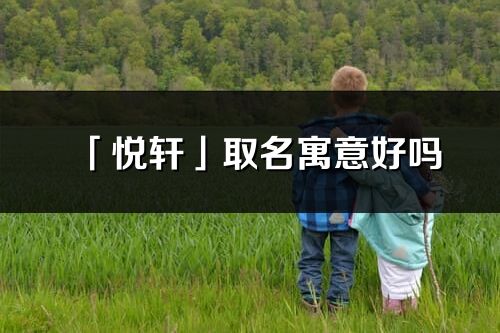 「悦轩」取名寓意好吗