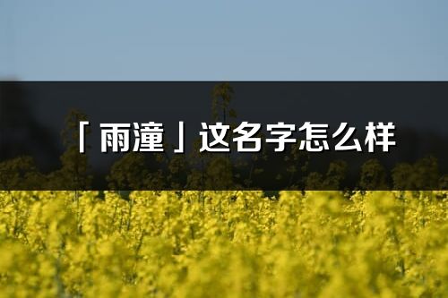 「雨潼」这名字怎么样