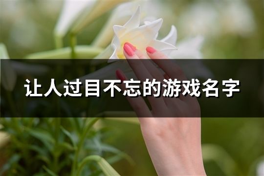 让人过目不忘的游戏名字(精选80个)